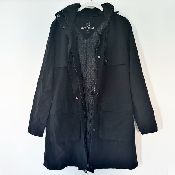 Scottevest Rhonda Trench Coat with hidden pockets S Black Like New - Picture 3 of 16